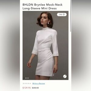 NWT BHLDN Brynlee Mock-Neck Long-Sleeve Mini Dress